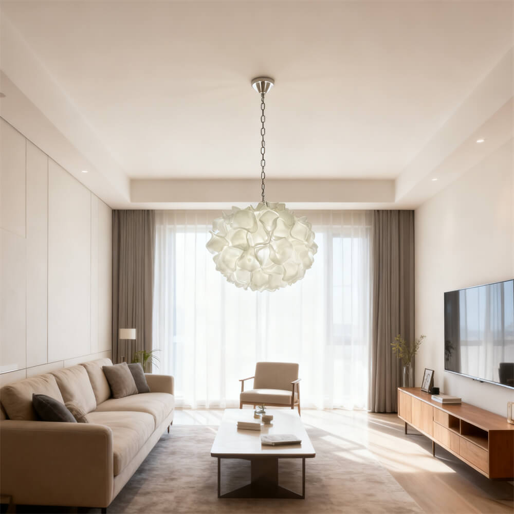 DIY hand blown glass frosting white floral chandelier hotel lighting decoration