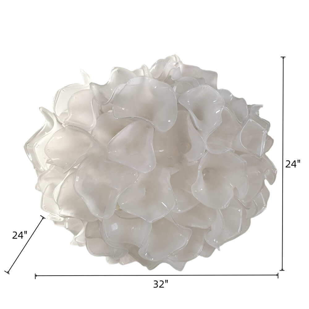 DIY hand blown glass frosting white floral chandelier hotel lighting decoration