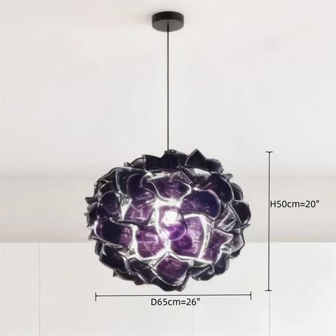 blown glass purple blossom chandelier