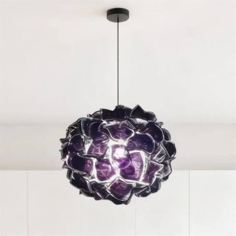 blown glass purple blossom chandelier