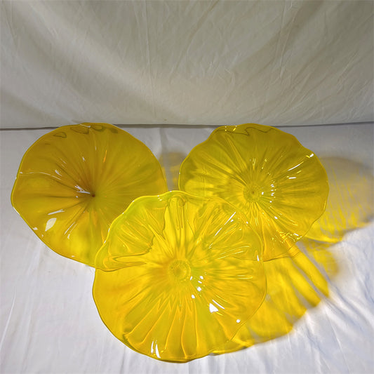 Amber color Inspired Chihuly frilled bowl hand made blown glass art