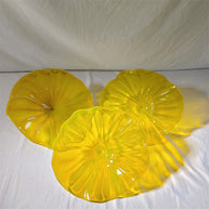Amber color Inspired Chihuly frilled bowl hand made blown glass art
