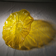 Amber color Inspired Chihuly frilled bowl hand made blown glass art