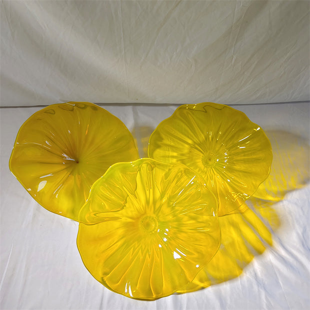 Amber color Inspired Chihuly frilled bowl hand made blown glass art