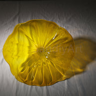 Amber color Inspired Chihuly frilled bowl hand made blown glass art