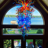 Top flame color blown glass chandelier lighting for villa