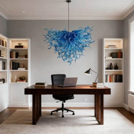 blue chihuly blown glass chandelier