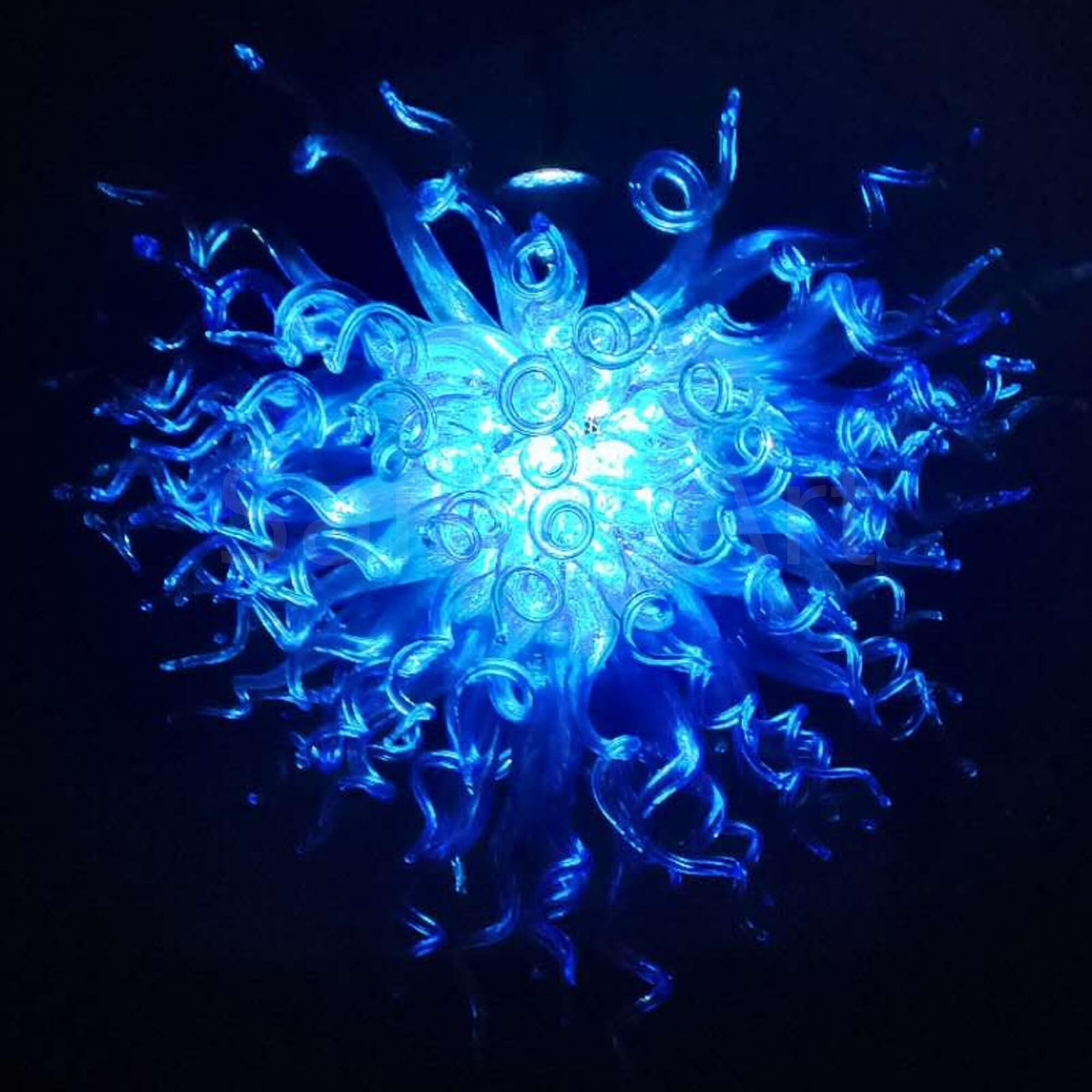 blue chihuly blown glass chandelier