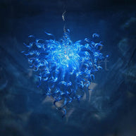 blue chihuly blown glass chandelier