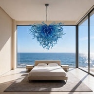 blue chihuly blown glass chandelier