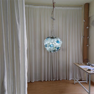 Modern white and blue murano glass chihuly style chandelier
