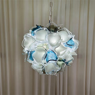 Modern white and blue murano glass chihuly style chandelier