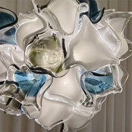 Modern white and blue murano glass chihuly style chandelier