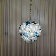 Modern white and blue murano glass chihuly style chandelier