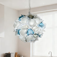 Modern white and blue murano glass chihuly style chandelier