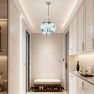 Modern white and blue murano glass chihuly style chandelier