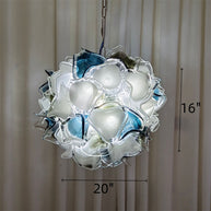 Modern white and blue murano glass chihuly style chandelier