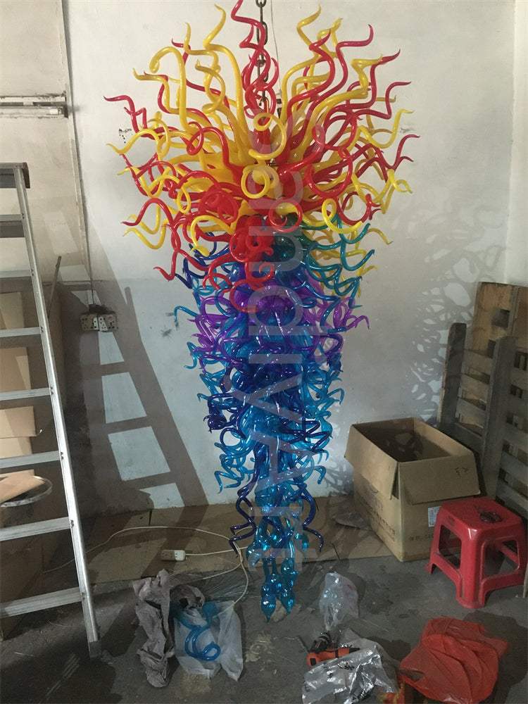 Top flame color blown glass chandelier lighting for villa
