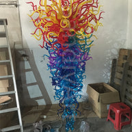 Top flame color blown glass chandelier lighting for villa