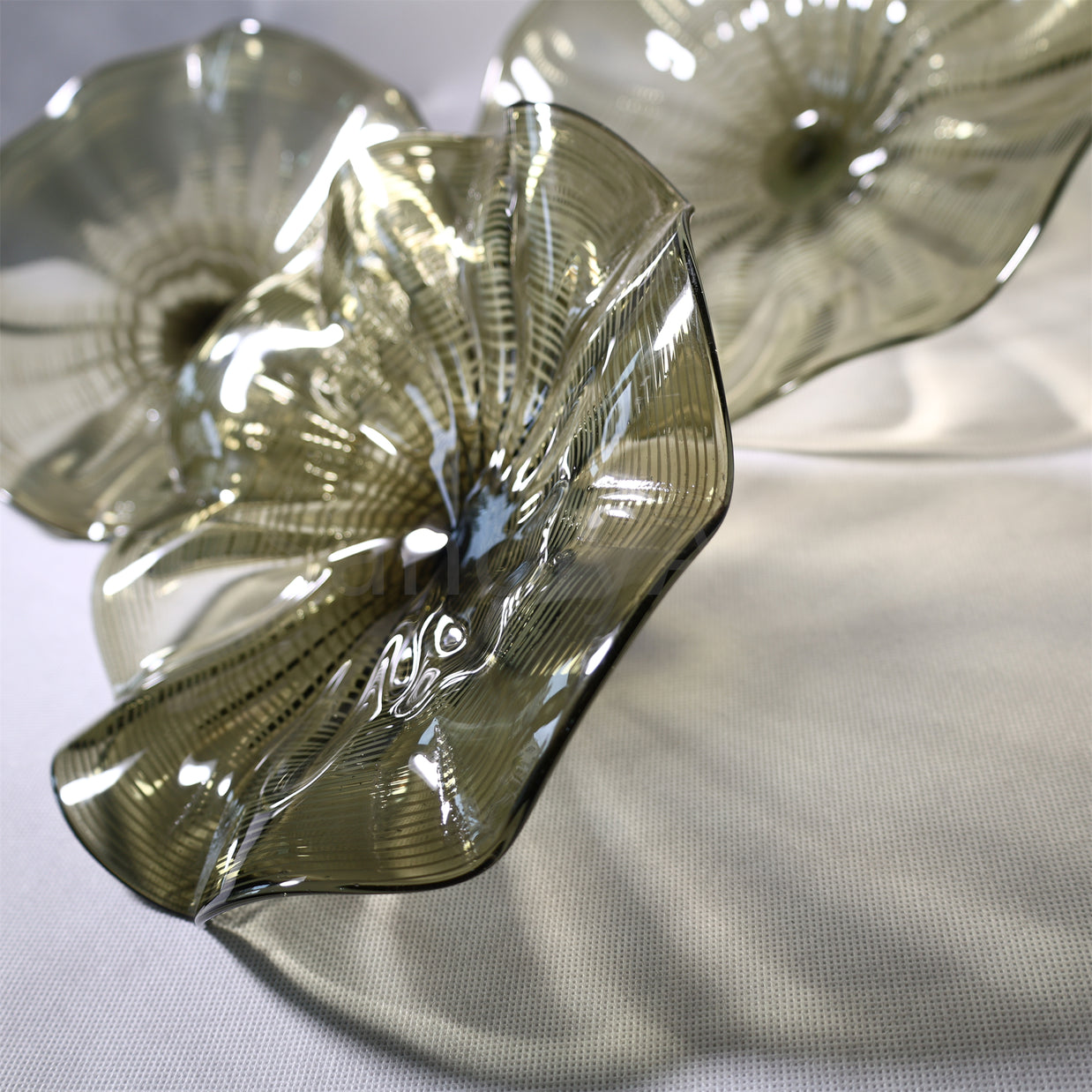 Grey color Inspired Chihuly ruffled bowl hand made murano glass