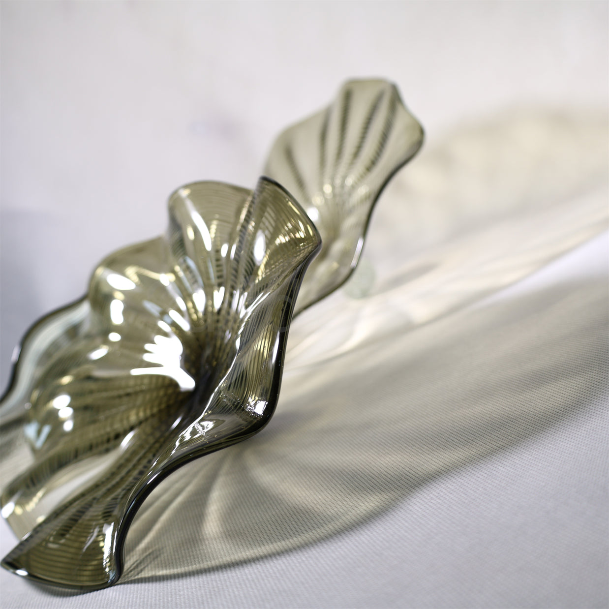Grey color Inspired Chihuly ruffled bowl hand made murano glass