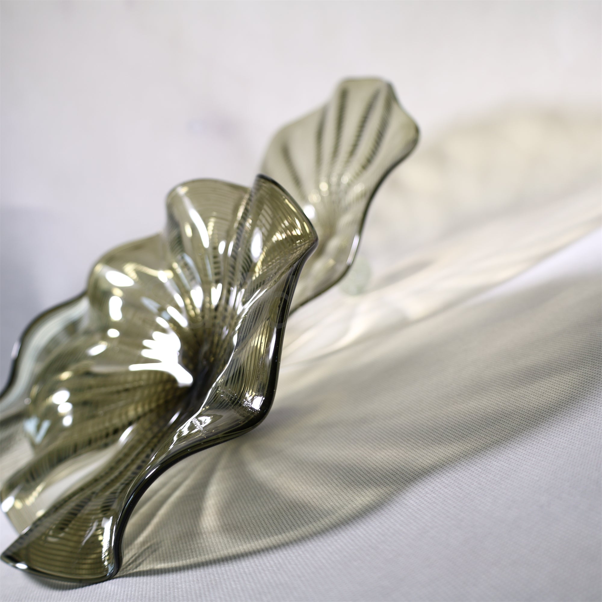 Grey color Inspired Chihuly ruffled bowl hand made murano glass
