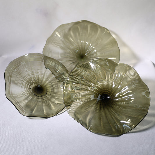 Grey color Inspired Chihuly ruffled bowl hand made murano glass