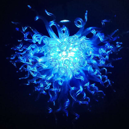 Contemporary blue mouth blown glass chandelier Mysterious atmosphere