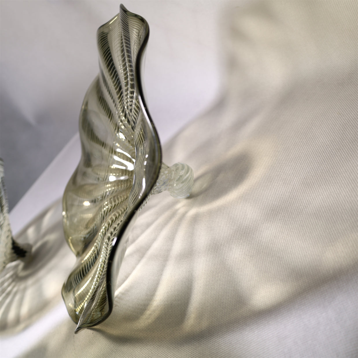 Grey color Inspired Chihuly ruffled bowl hand made murano glass