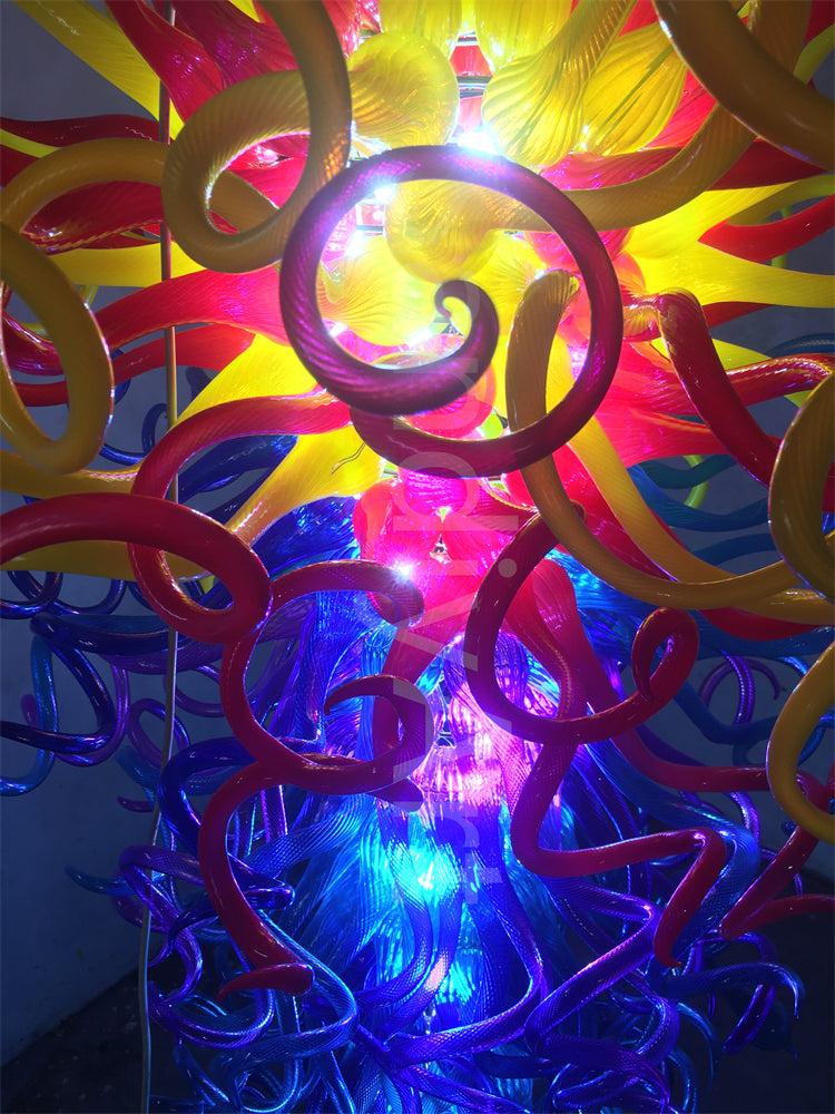 Top flame color blown glass chandelier lighting for villa