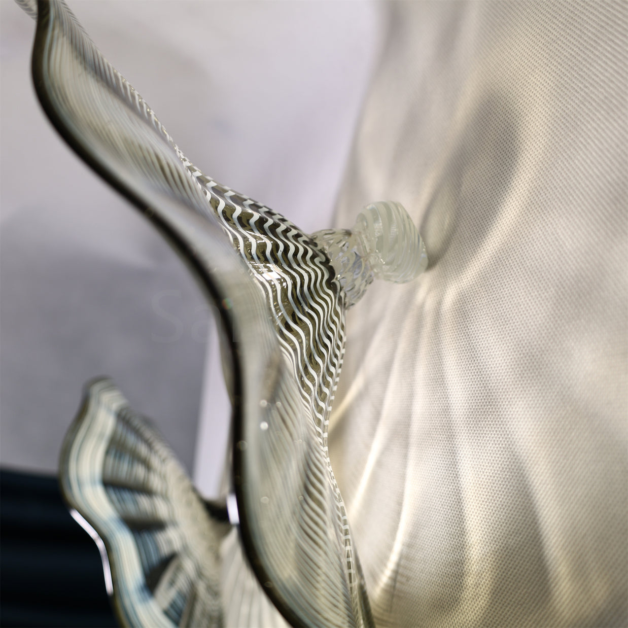 Grey color Inspired Chihuly ruffled bowl hand made murano glass