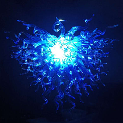 Contemporary blue mouth blown glass chandelier Mysterious atmosphere