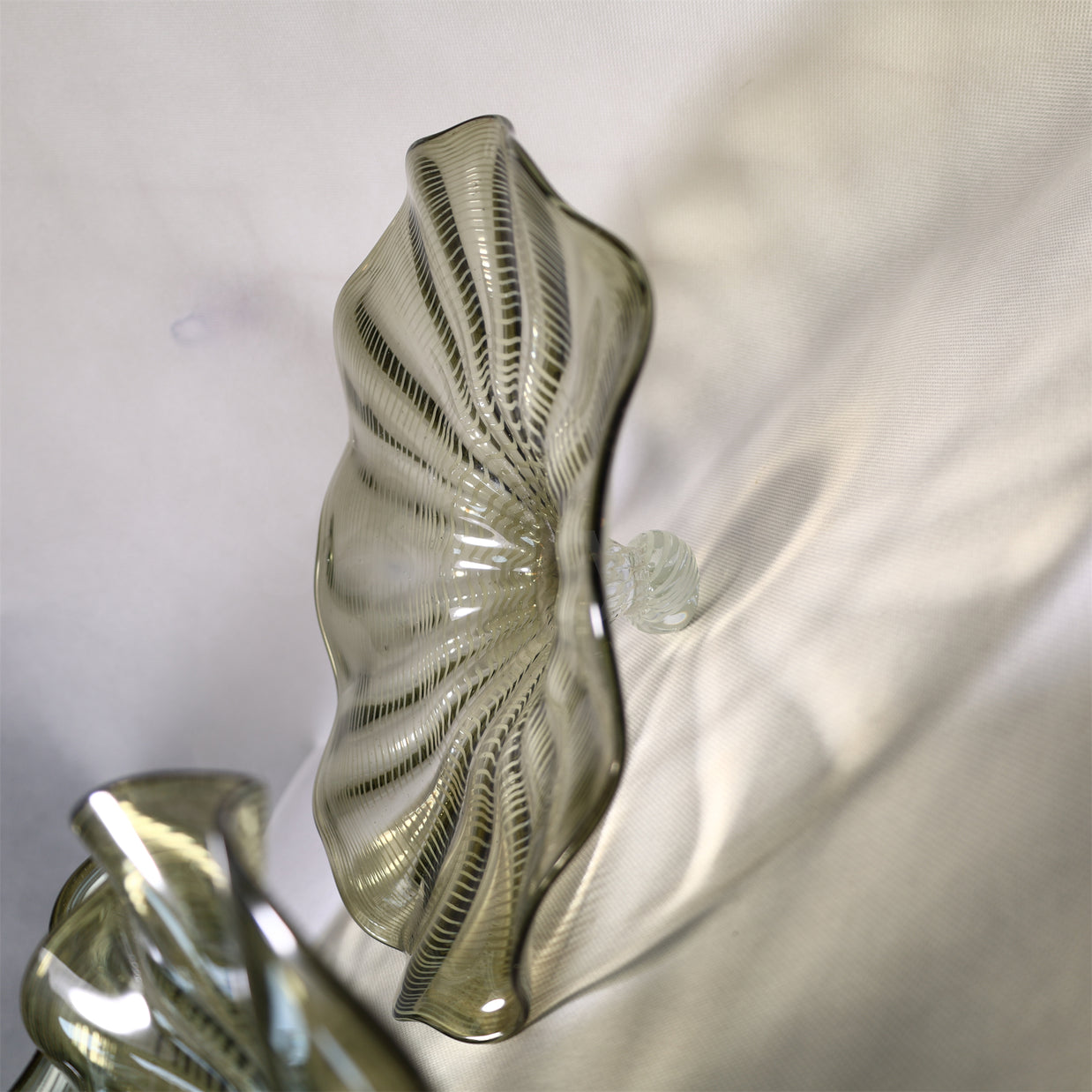 Grey color Inspired Chihuly ruffled bowl hand made murano glass