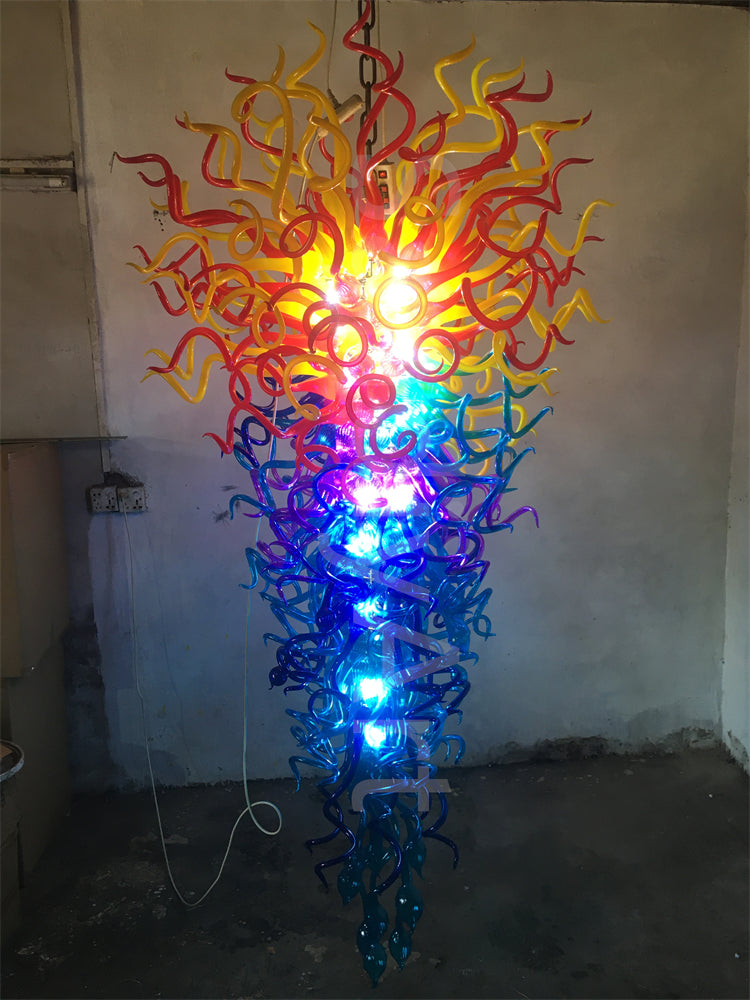 Top flame color blown glass chandelier lighting for villa
