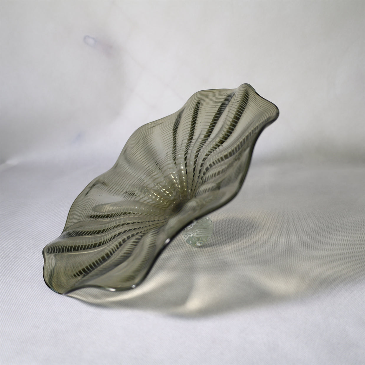 Grey color Inspired Chihuly ruffled bowl hand made murano glass