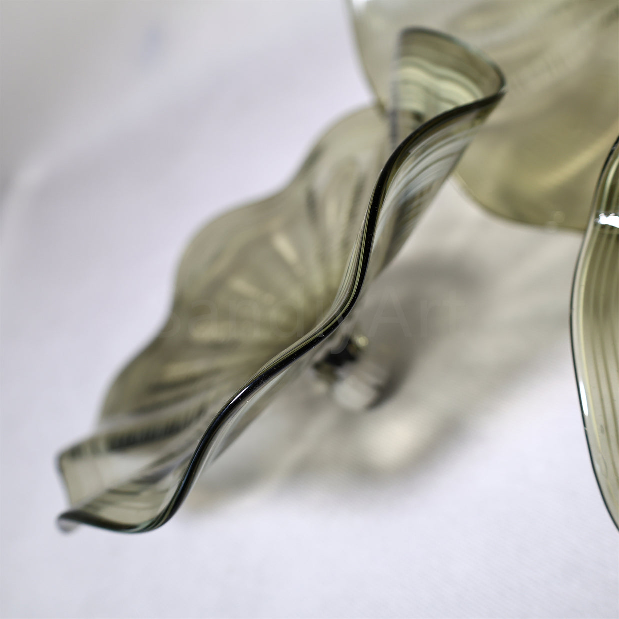 Grey color Inspired Chihuly ruffled bowl hand made murano glass