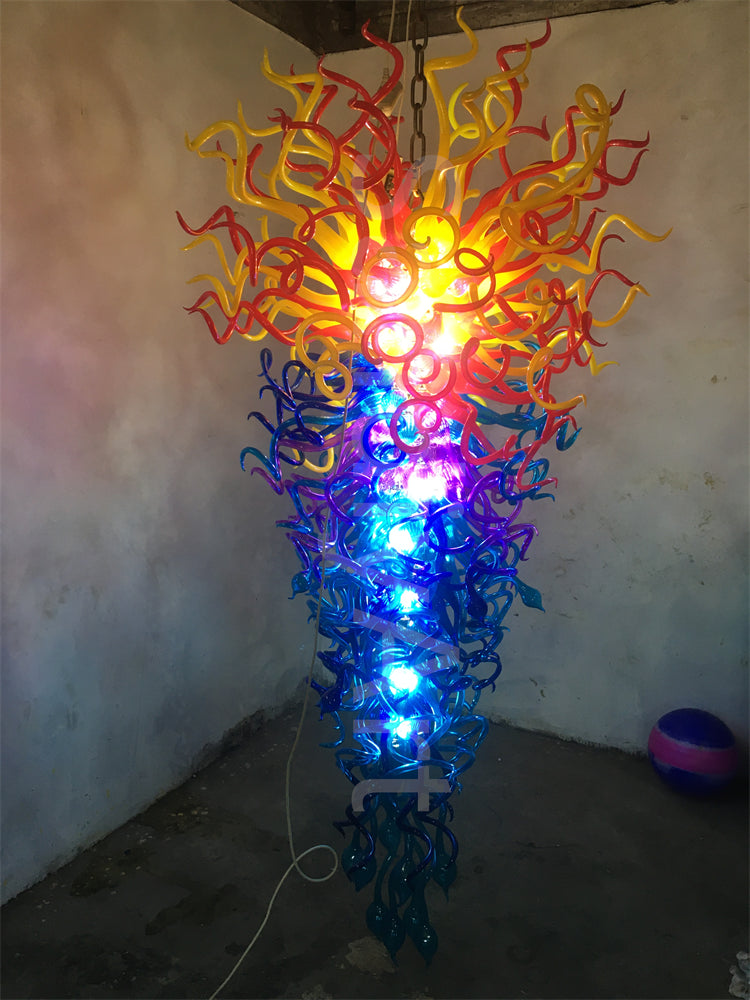 Top flame color blown glass chandelier lighting for villa