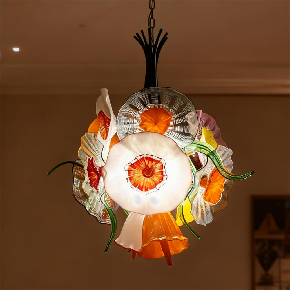Hand made blown glass flower chandelier specail design Inspired by flowers in nature