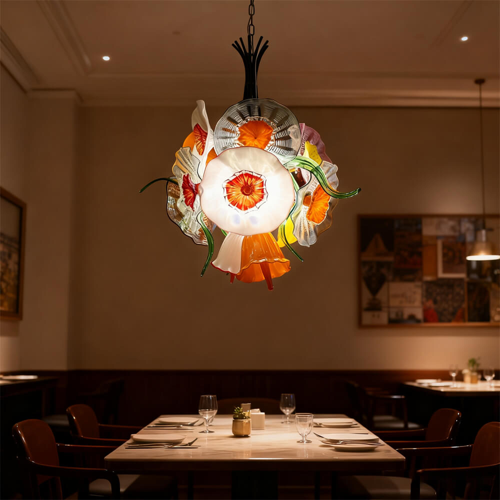 Hand made blown glass flower chandelier specail design Inspired by flowers in nature