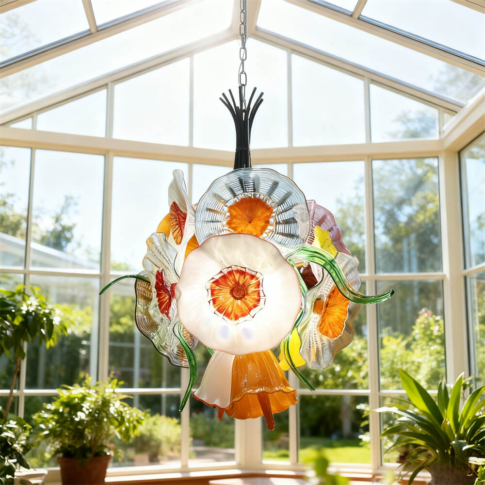 Hand made blown glass flower chandelier specail design Inspired by flowers in nature