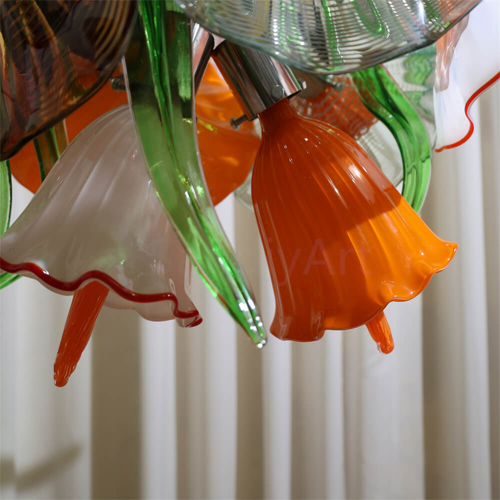 Hand made blown glass flower chandelier specail design Inspired by flowers in nature