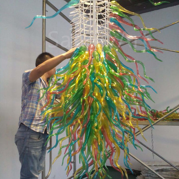 Big hand made blown glass lobby chandelier decoration