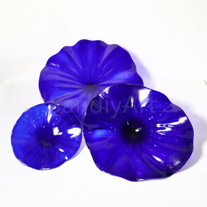 Chihuly Persian art glass plate blue color hand made mouthblown art glass