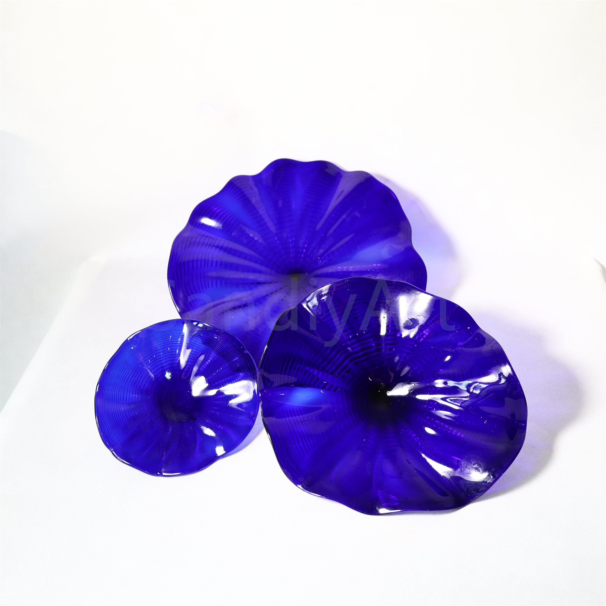 Chihuly Persian art glass plate blue color hand made mouthblown art glass