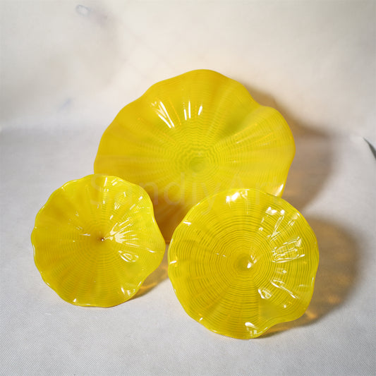 For wall decoration yellow color Chihuly glass plate Inspired