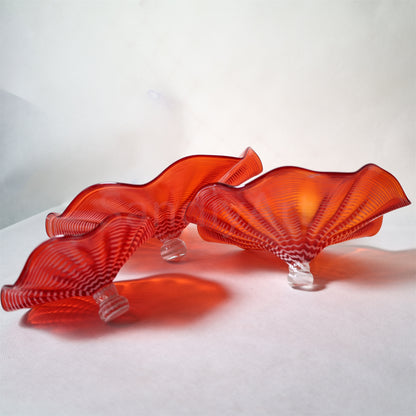 Hand made mouthblown Red color Chihuly glass plate Inspired wall decoration