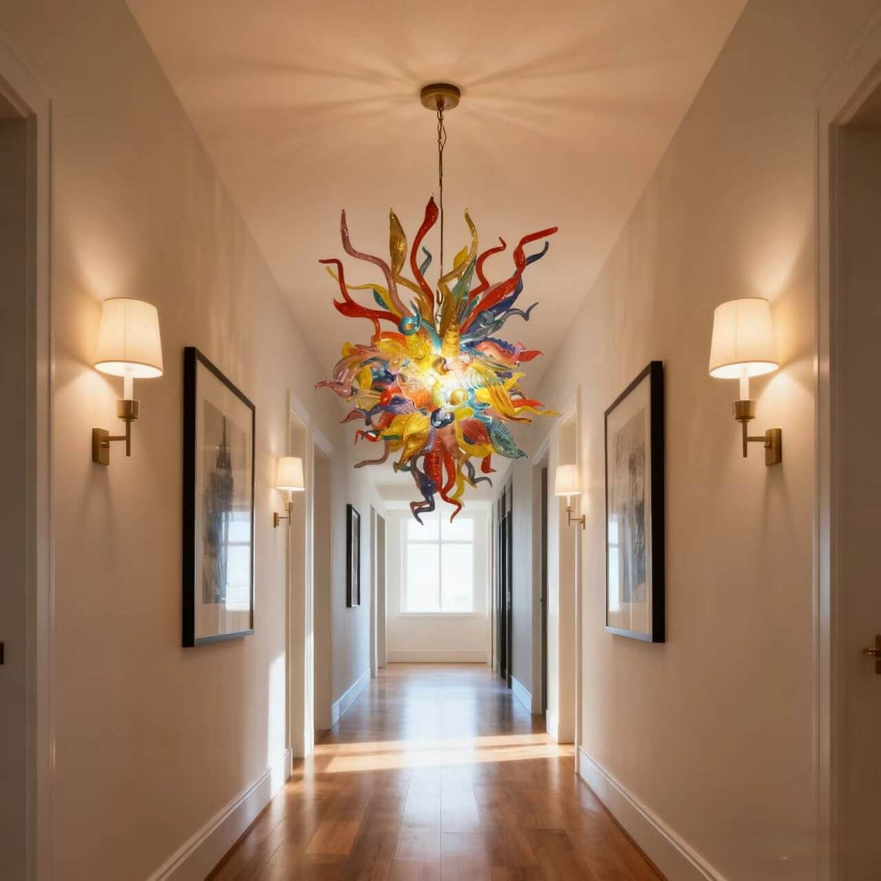 multicolor blown glass lighting