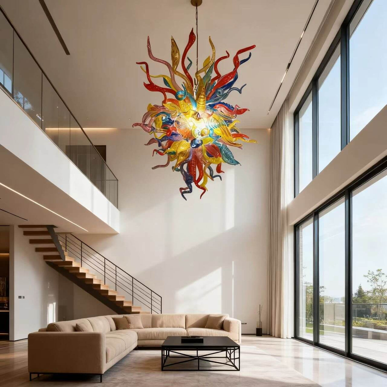 multicolor blown glass lighting