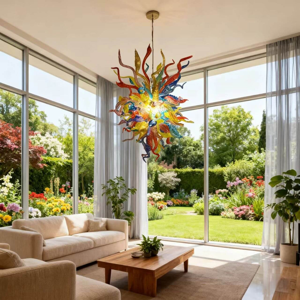multicolor blown glass lighting