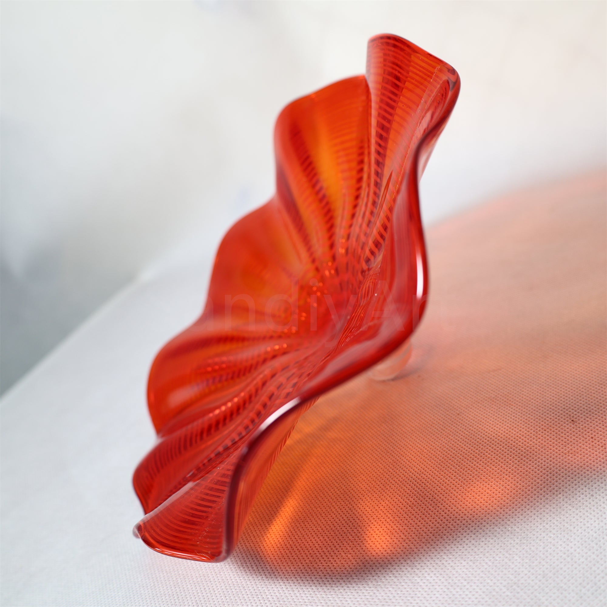 Hand made mouthblown Red color Chihuly glass plate Inspired wall decoration